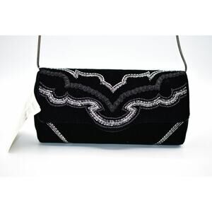 HASHIMOTO Neiman Marcus Vintage Clutch NWT $110 Beaded Purse Black Velvet Gray